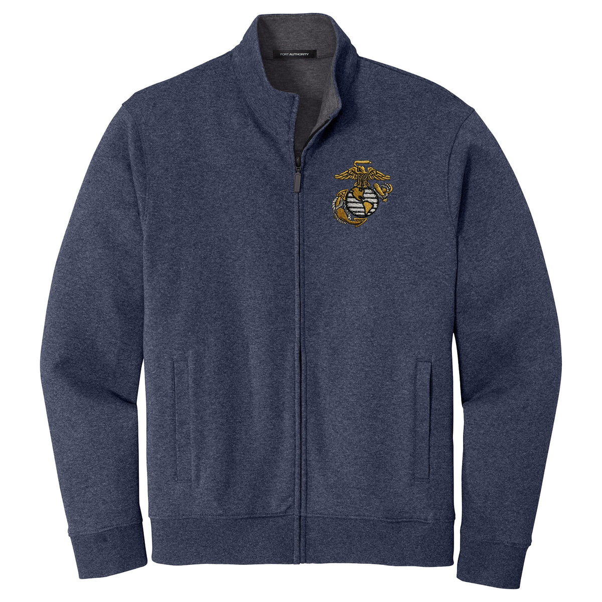 Big EGA Embroidered Navy/Heather Interlock Full-Zip Jacket