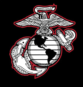 Marines Red & White EGA Chest Seal Long Sleeve Pocket Tee