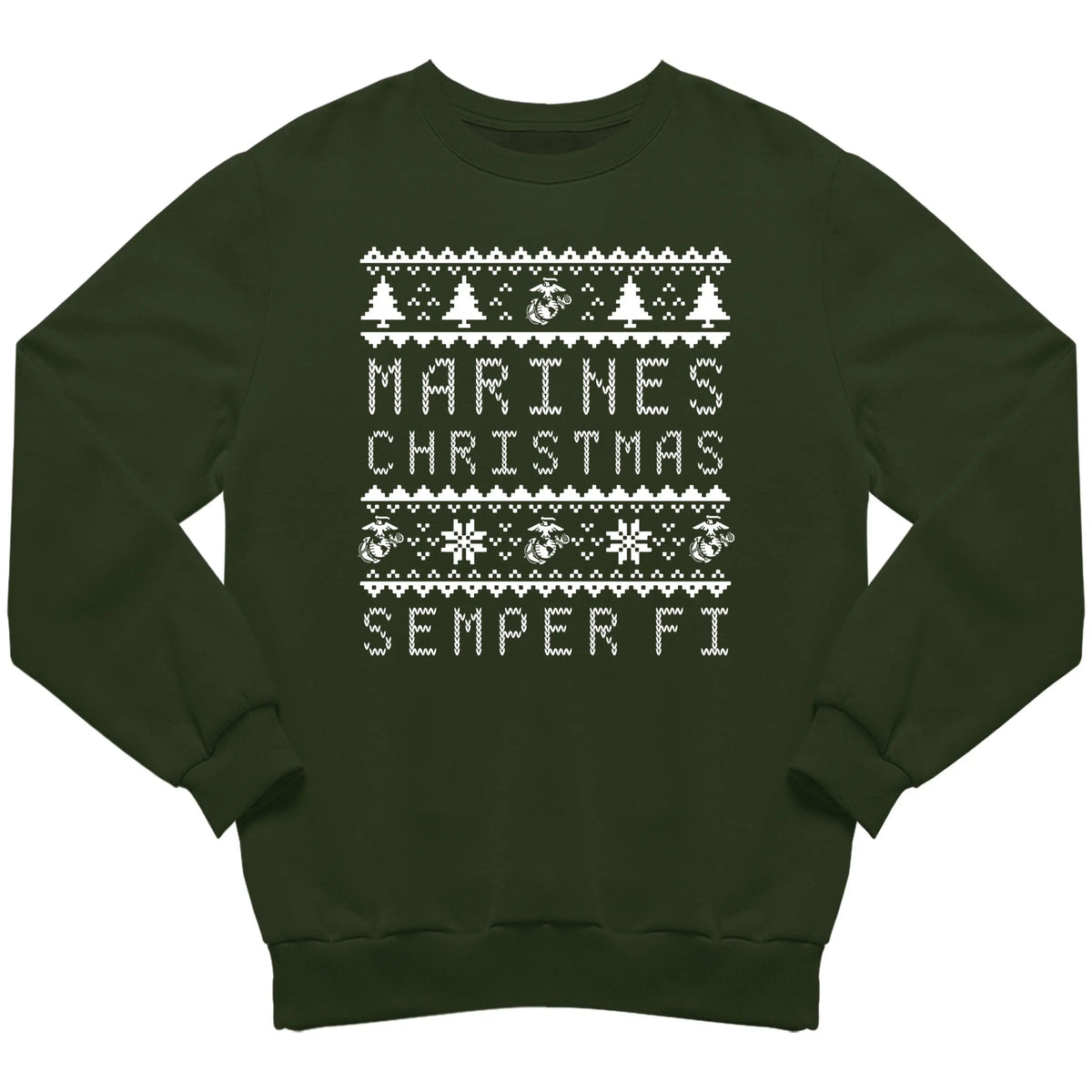Closeut Marines Christmas Sweatshirt Forest Green