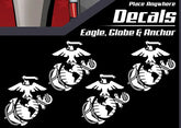 USA-DecalvMarine Corps Eagle, Globe and Anchor White Decals-4 Pack
