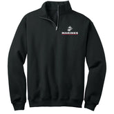 Marines Red Line Screen Printed Quarter-Zip Cadet Collar Sweatshirt (Captain's Special)