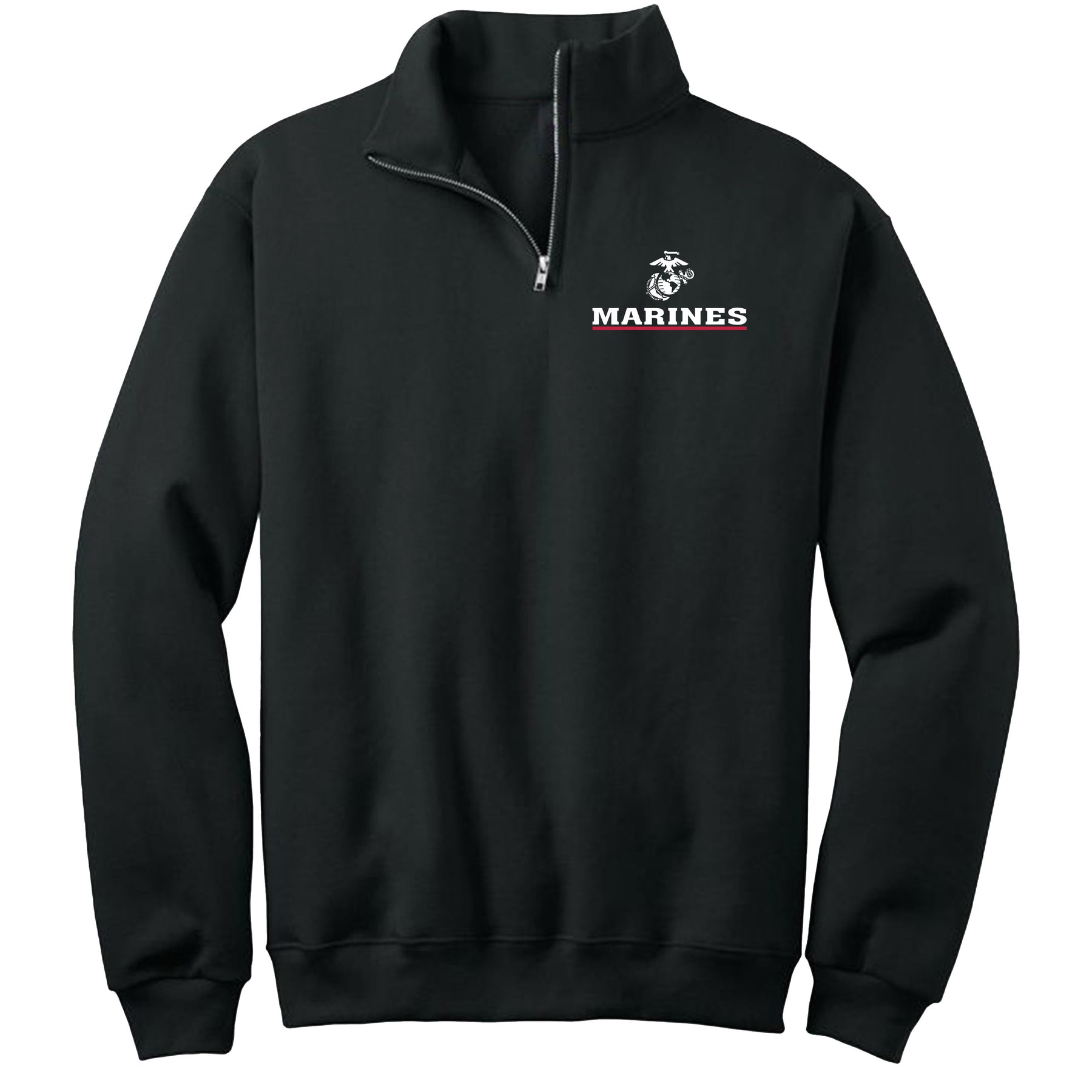 Marines Red Line Screen Printed Quarter-Zip Cadet Collar Sweatshirt (Captain's Special)