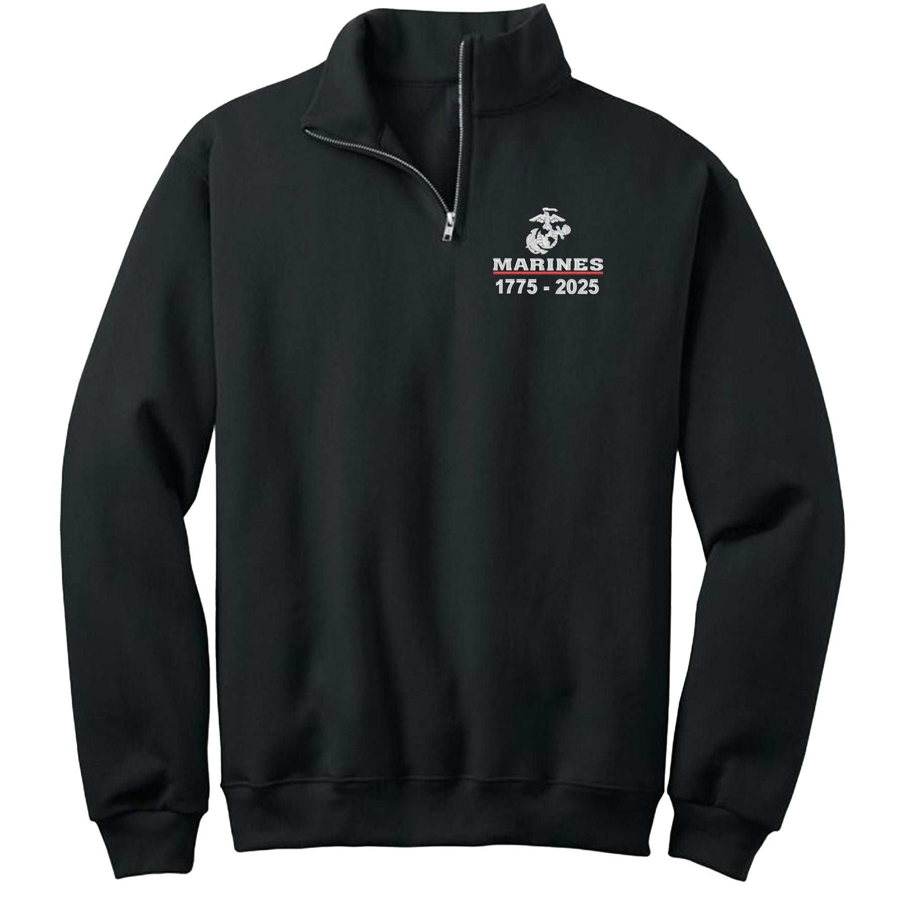 USMC 250 Years Embroidered Embroidered Quarter-Zip Cadet Collar Sweatshirt