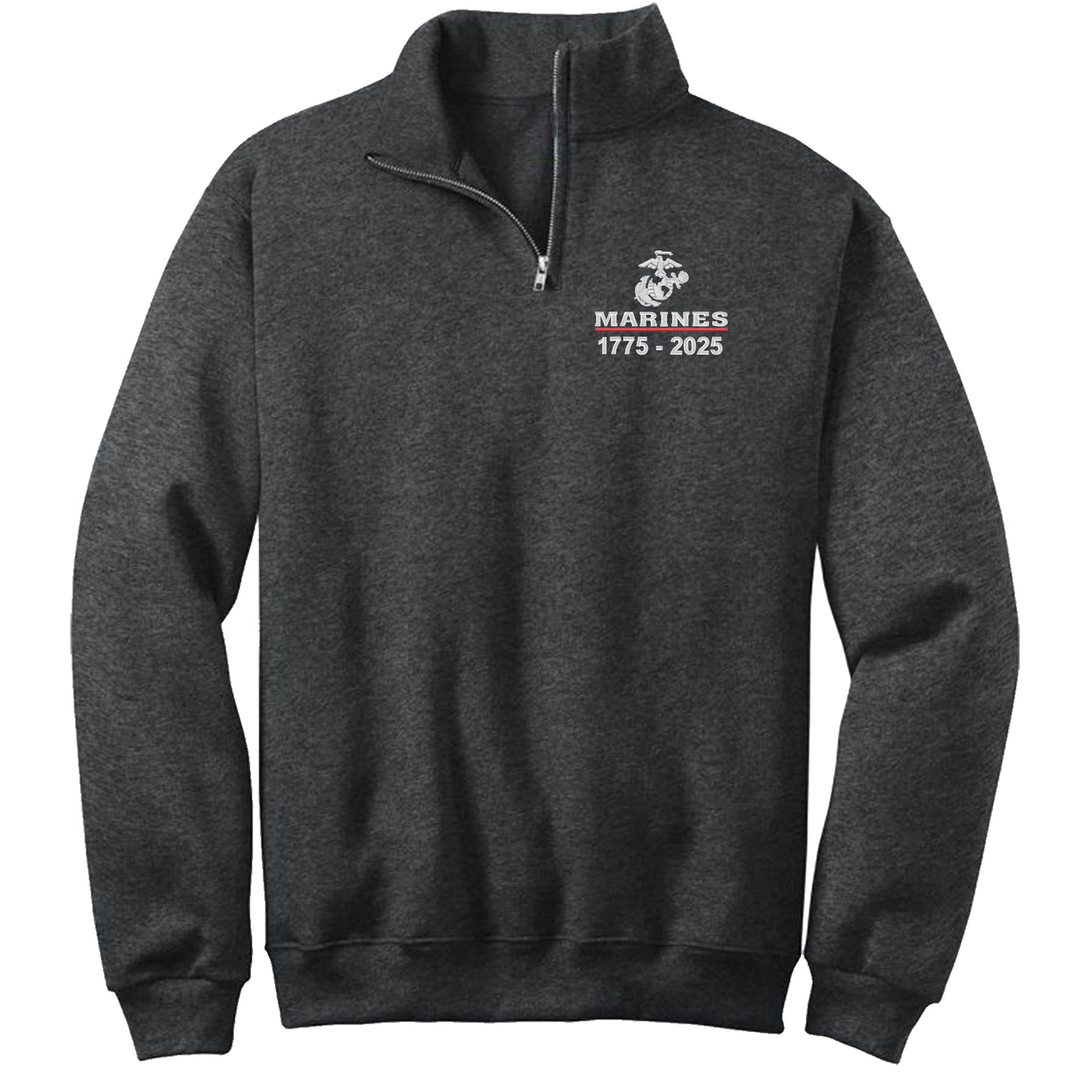 USMC 250 Years Embroidered Embroidered Quarter-Zip Cadet Collar Sweatshirt