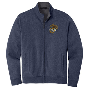 Big EGA Embroidered Navy/Heather Interlock Full-Zip Jacket