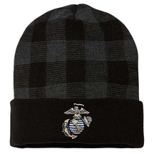 USA Embroidered Eagle , Globe and Anchor Plaid Beanie