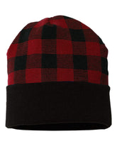 USA-Made Red and Black Plaid Beanie