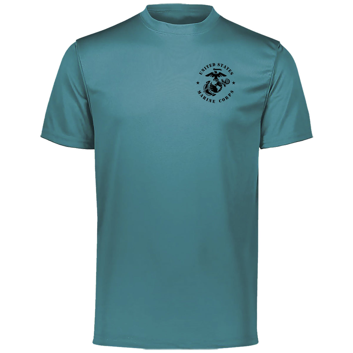 Closeout Full Circle BLK USMC Chest Seal Performance Teal  & Silver Tee