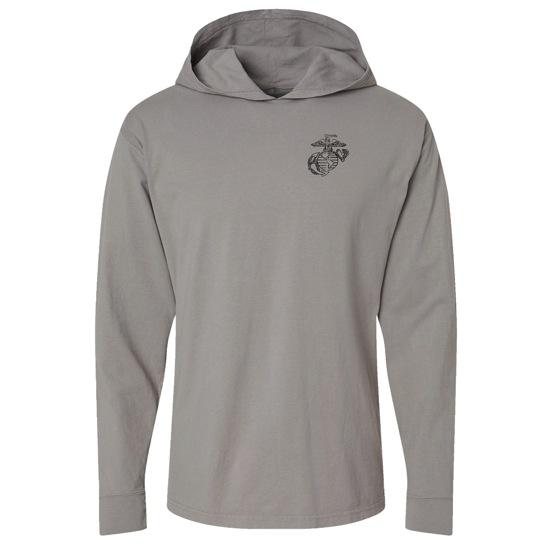 Comfort Wash EGA Lightweight Long Sleeve Hooded Grey Tee