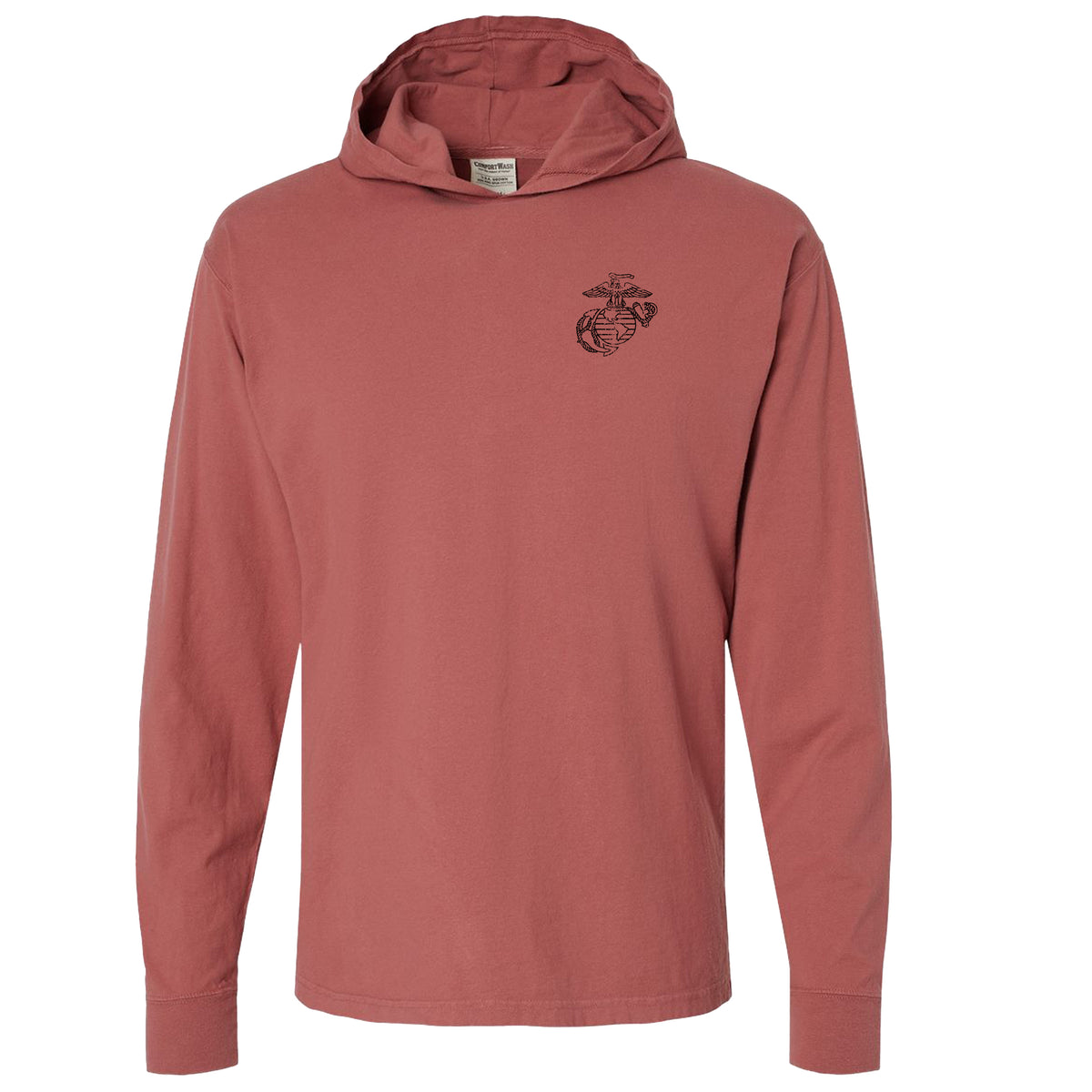 Comfort Colors EGA Lightweight Long Sleeve Hooded Nantucket Red Tee