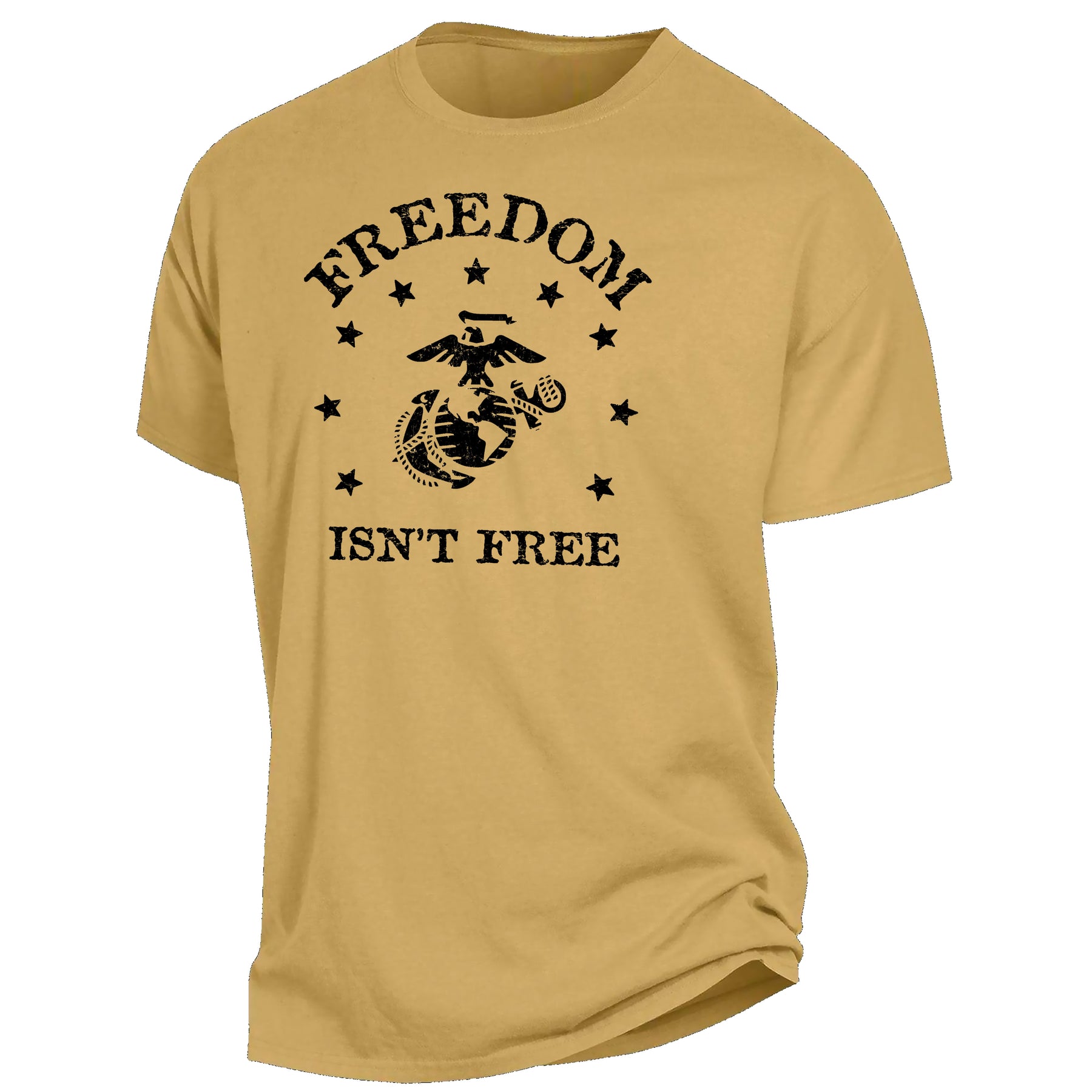 Marines Freedom Isn't Free Comfort Wash Gold Tee