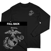 USMC Grey Distressed EGA 2-Sided Long Sleeve Tee