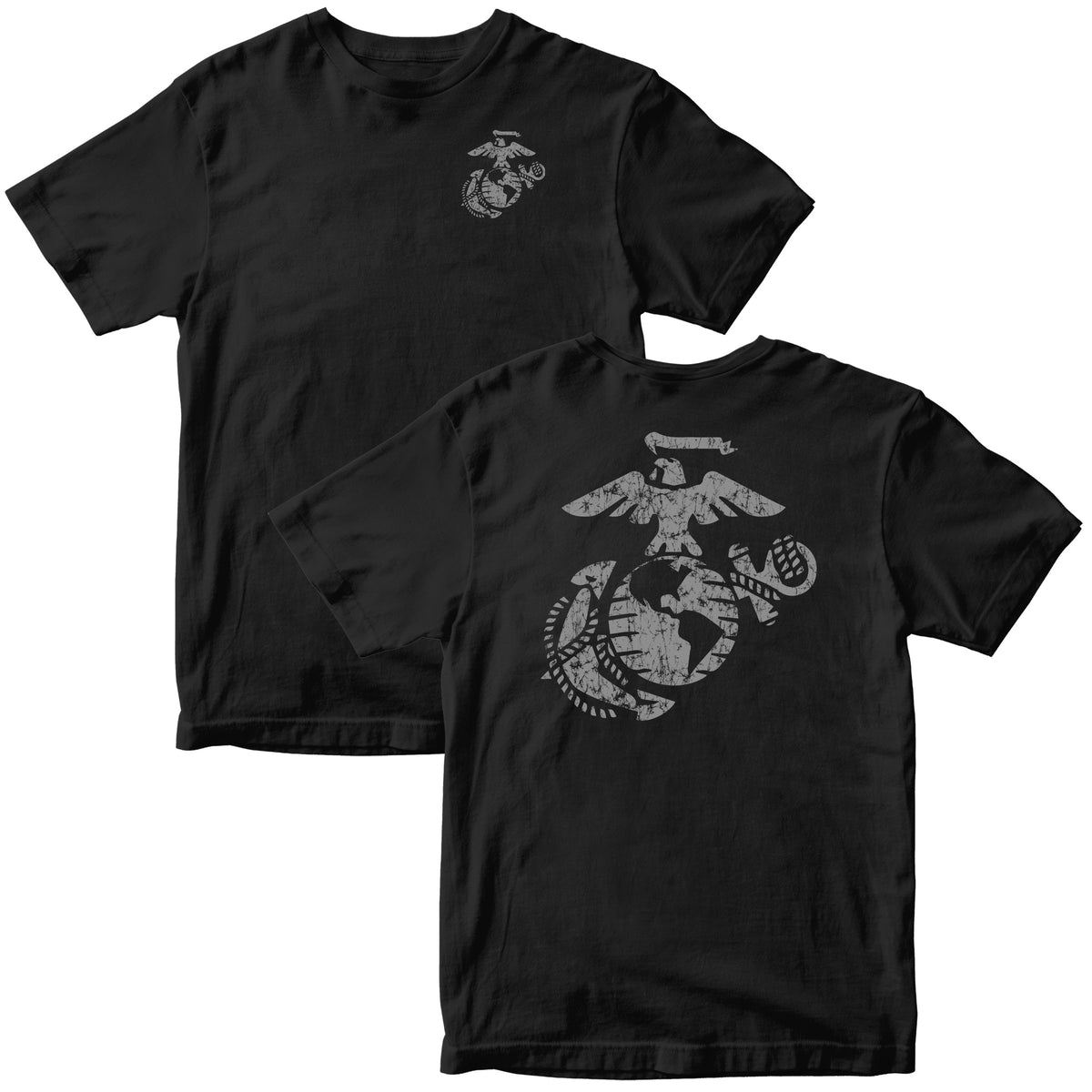 USMC Grey Distressed EGA 2-Sided Tee