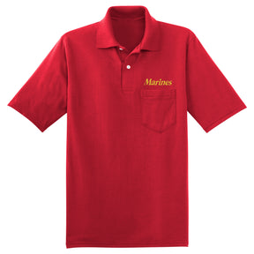 Gold Marines Embroidered Pocket Polo