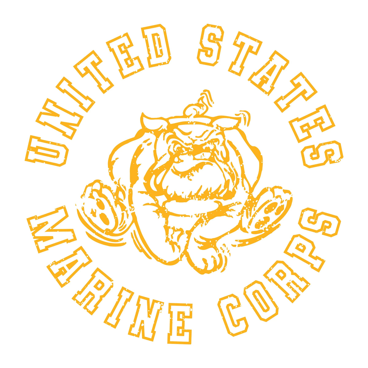 USMC Gold Vintage Bulldog 2-Sided Black Tee