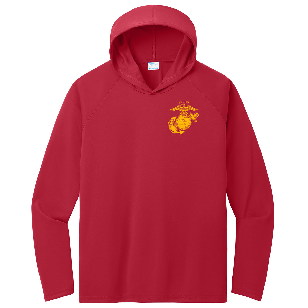 Marines Gold Old School EGA Performance Pullover Hooded Tee