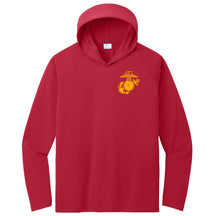 Marines Gold Old School EGA Performance Pullover Hooded Tee