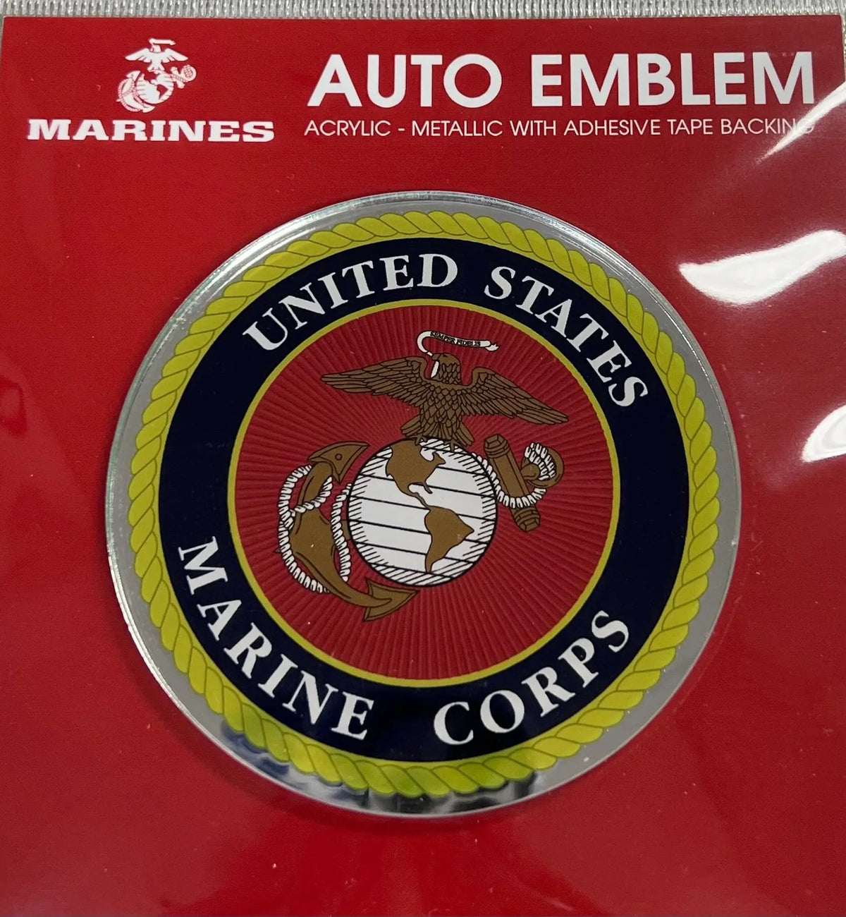 U.S. MARINES COLOR ACRYLIC AUTO EMBLEM- Made in USA