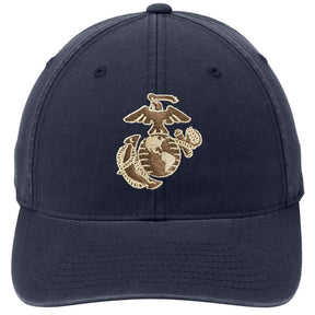 Two Color EGA Embroidered USMC Light Distress Navy FlexFit Hat