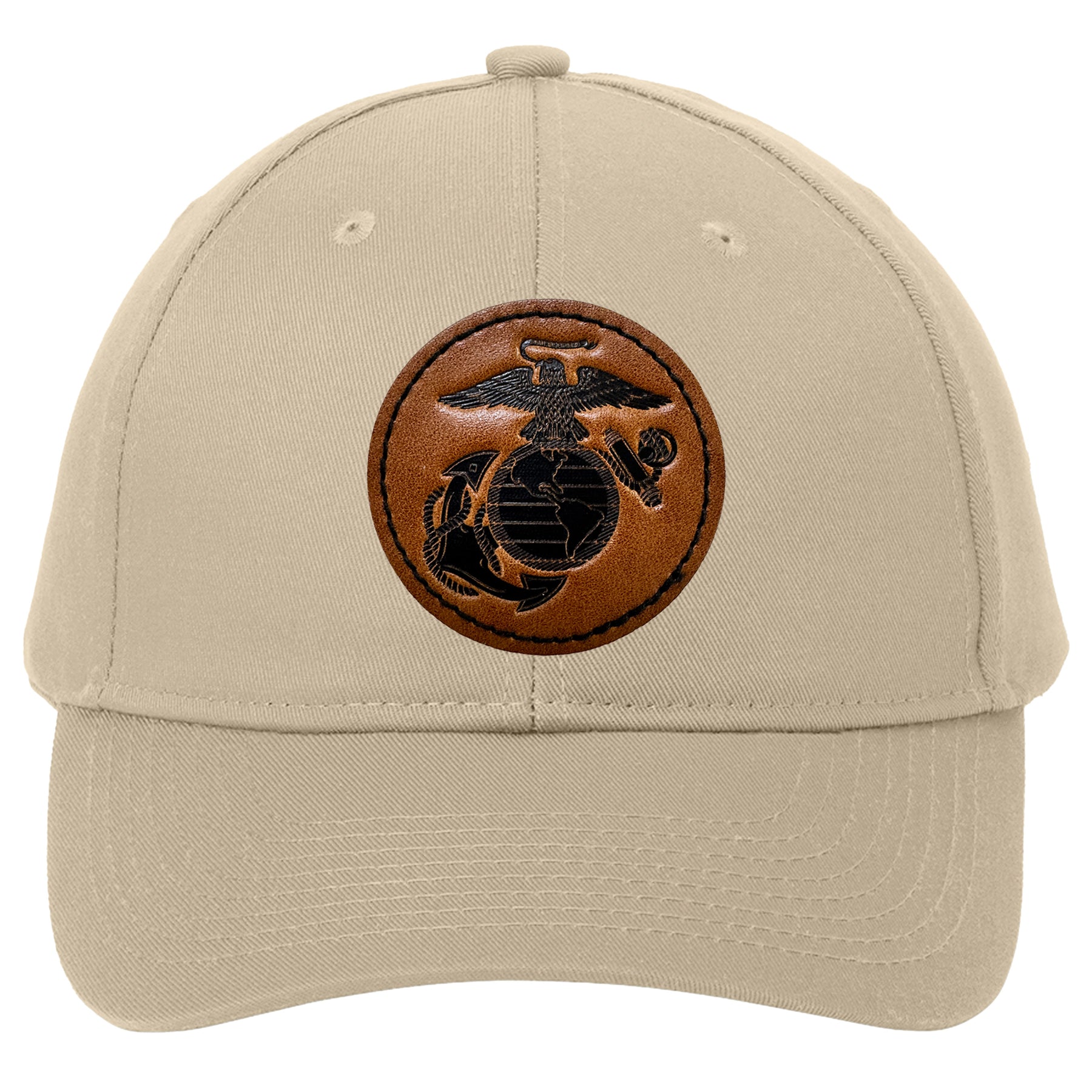 Marines Leather Patch Khaki Hat (Captain's Special)