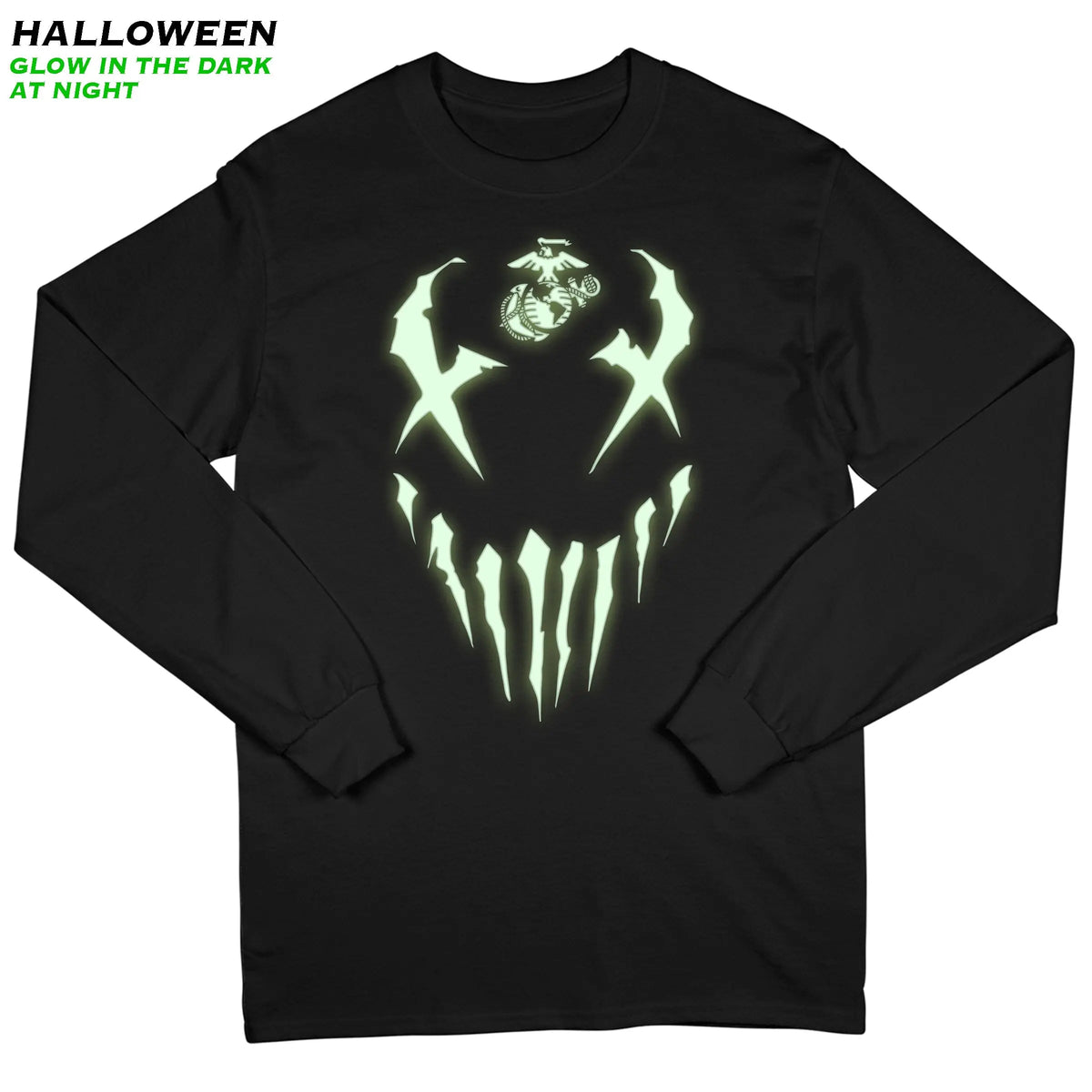 Limited Edition Glow In The Dark Halloween Marines Long Sleeve T-Shirt