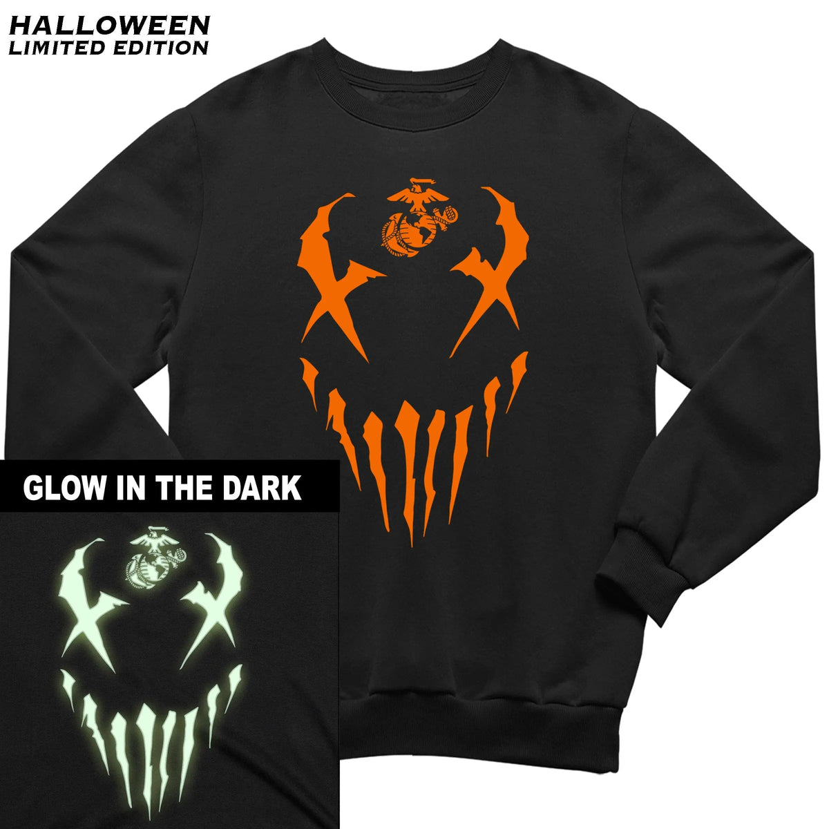 Limited Edition Glow In The Dark Halloween Marines Sweatshirt