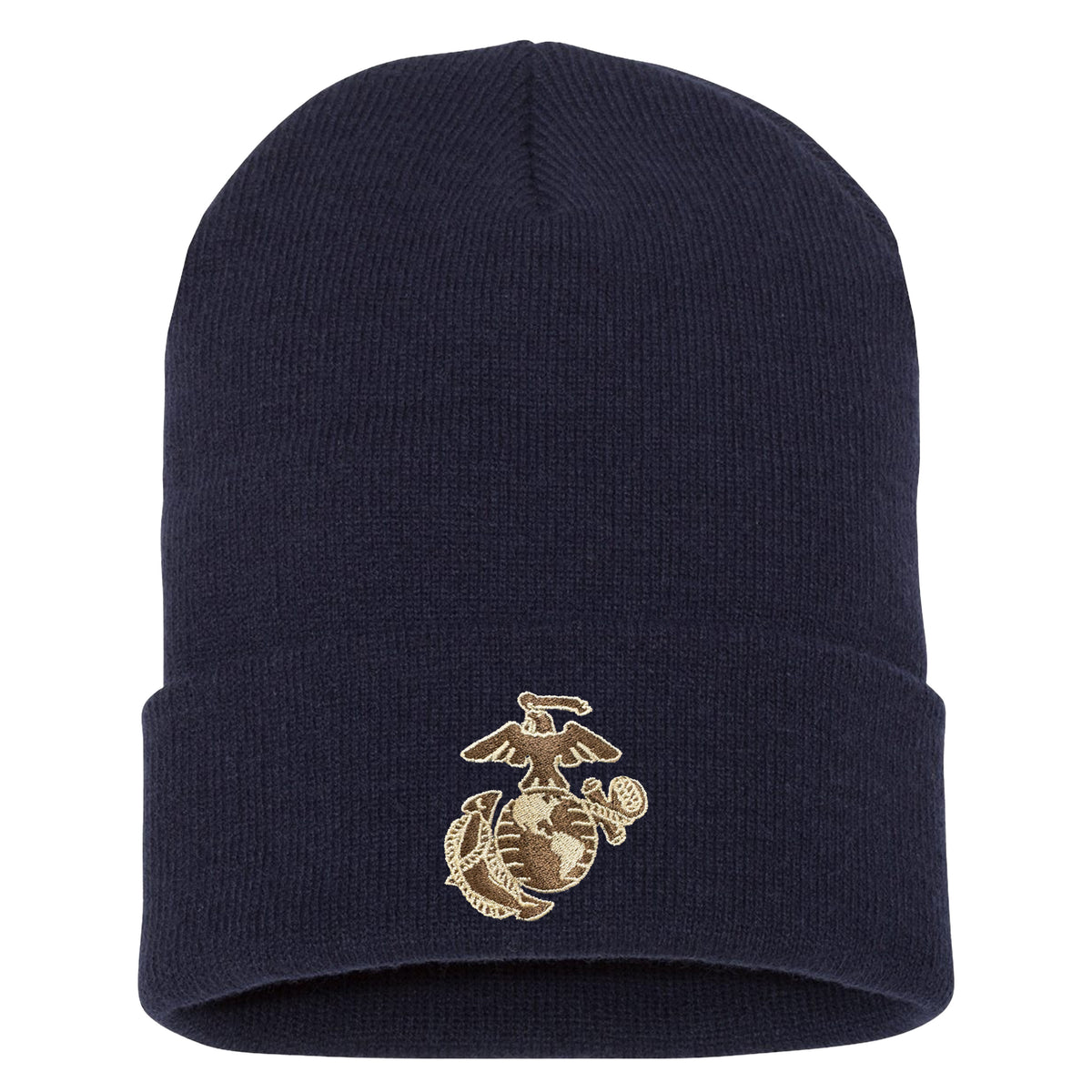 Two Toned Eagle, Globe and Anchor Embroidered Knit Beanie