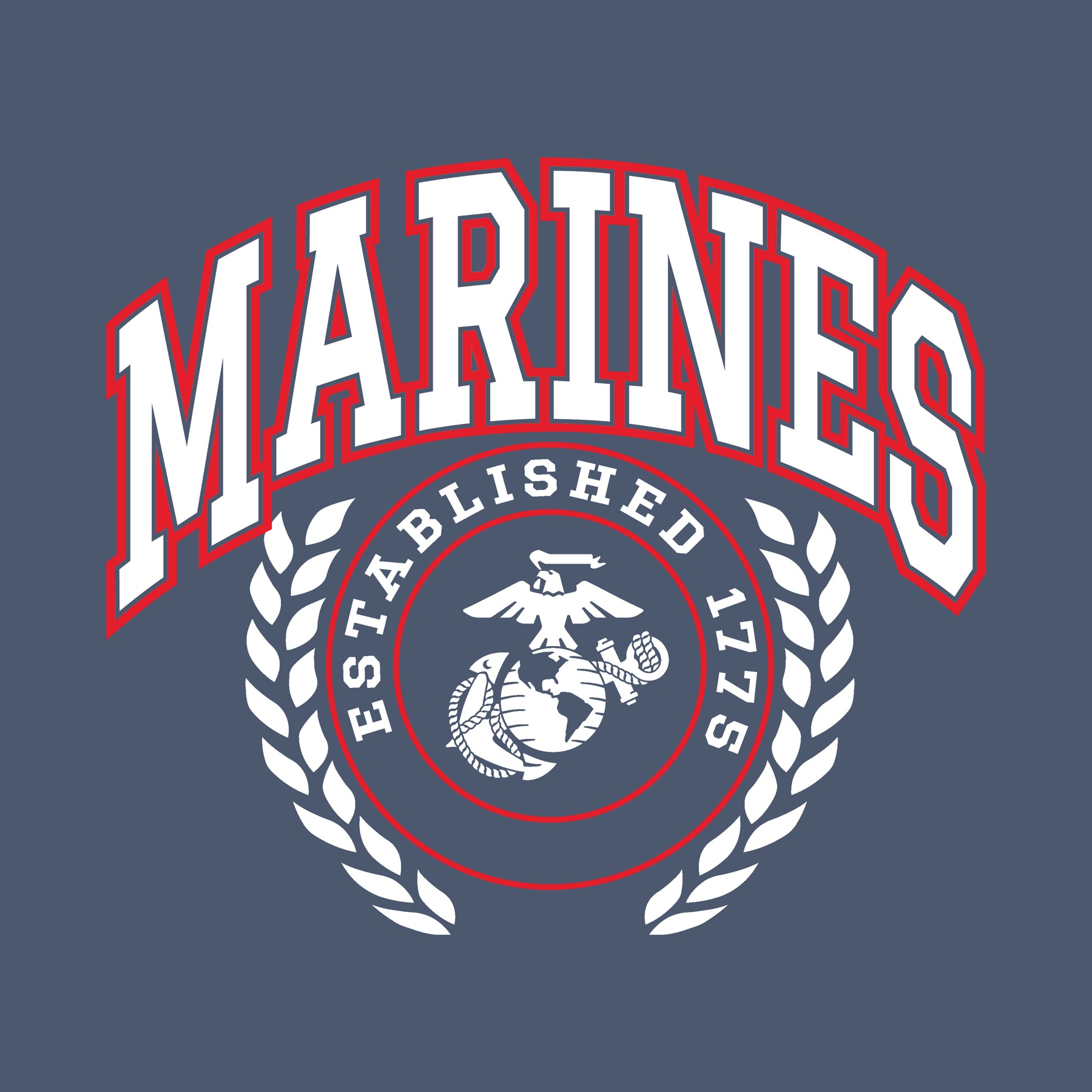 Marines Crest Indigo Blue Long Sleeve Tee