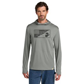 Marines Split Flag & EGA Carhartt Sun Defender Hooded Long Sleeve T-Shirt