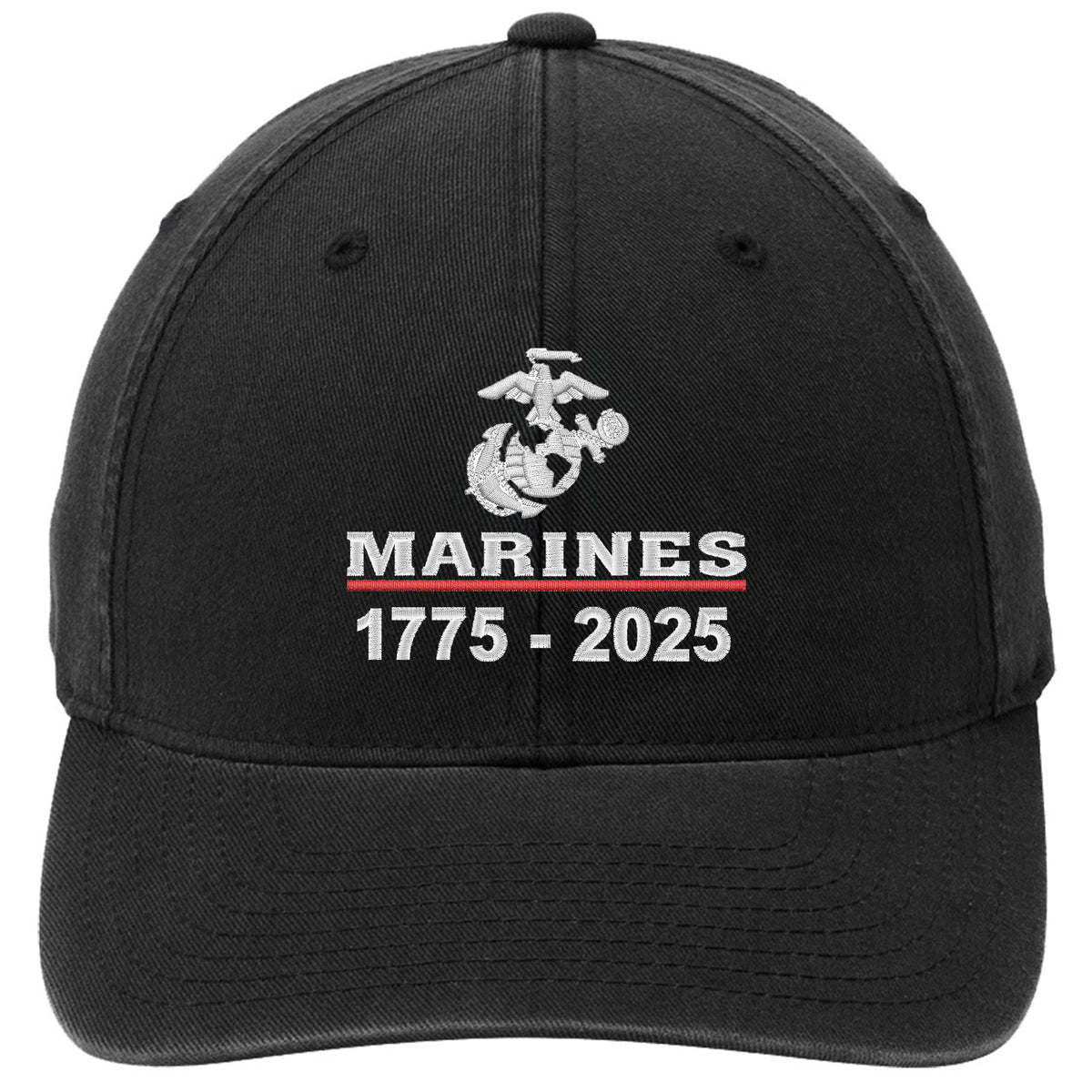 Marines 250 Years Embroidered Black FlexFit Hat