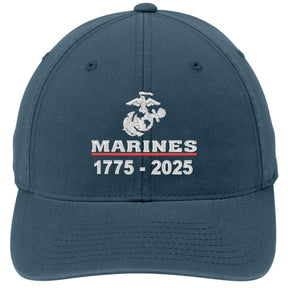 Marines 250 Years Embroidered Slate Blue FlexFit Hat