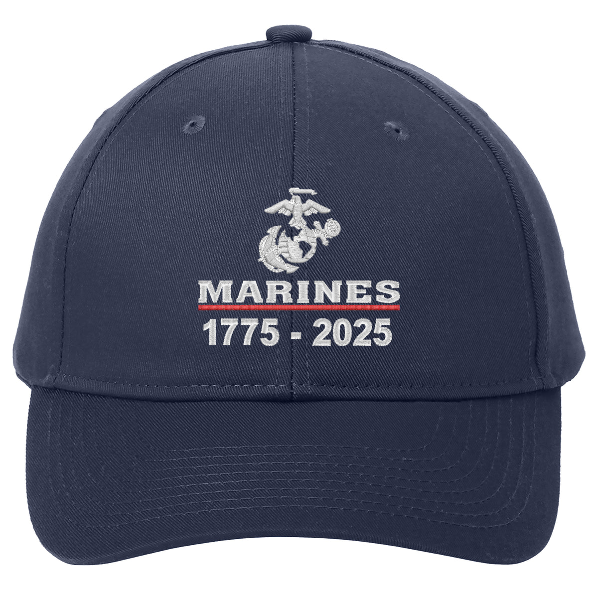 Marines 250 Years Embroidered Navy Hat (Captain's Special)