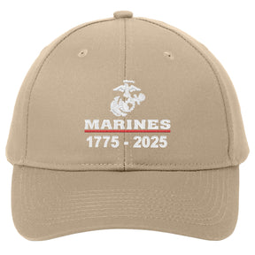 Marines 250 Years Embroidered Khaki Hat (Captain's Special)