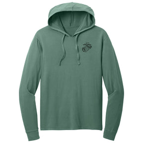 Marines EGA Bleach Washed Hooded Pullover Tee - Cypress Green