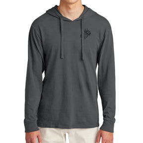 Marines EGA Bleach Washed Hooded Pullover Tee - Charcoal