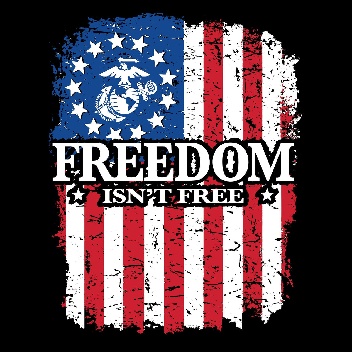 USA Freedom Isn't Free 2-Sided Black Tee