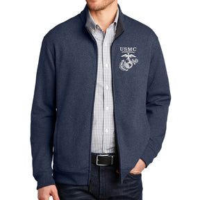 Marines Old School EGA Embroidered Navy/Heather Full-Zip Jacket