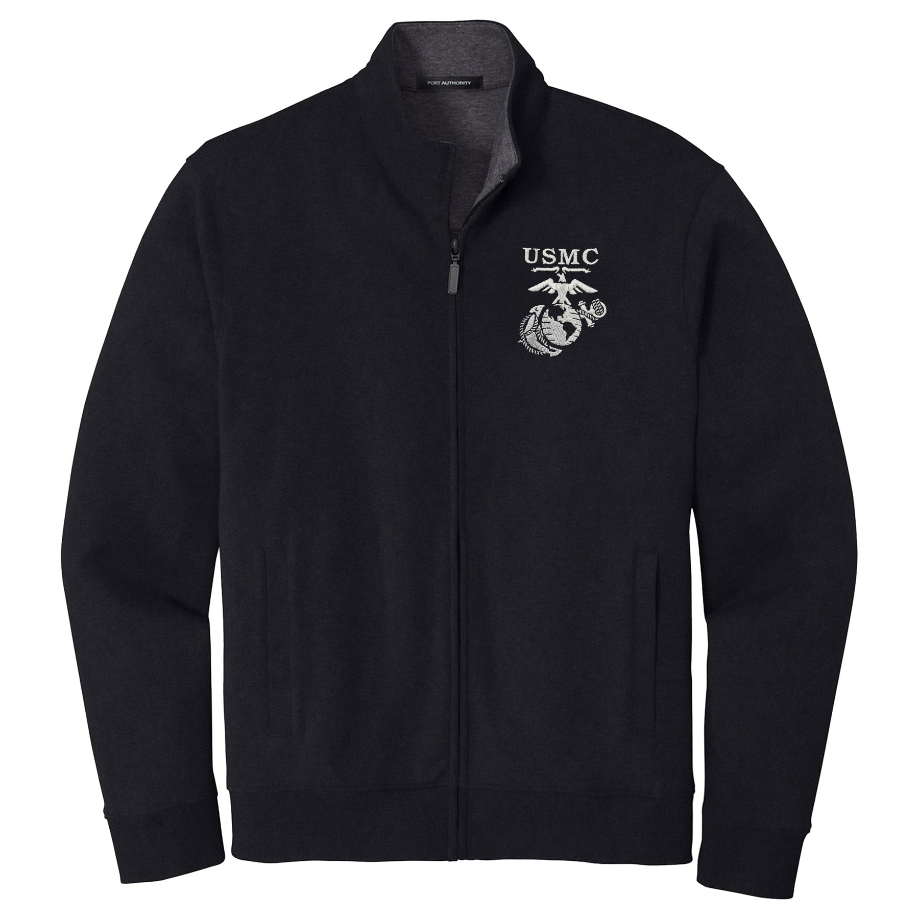 Marines Old School EGA Embroidered Black/Heather Full-Zip Jacket