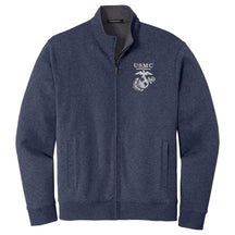 Marines Old School EGA Embroidered Navy/Heather Full-Zip Jacket