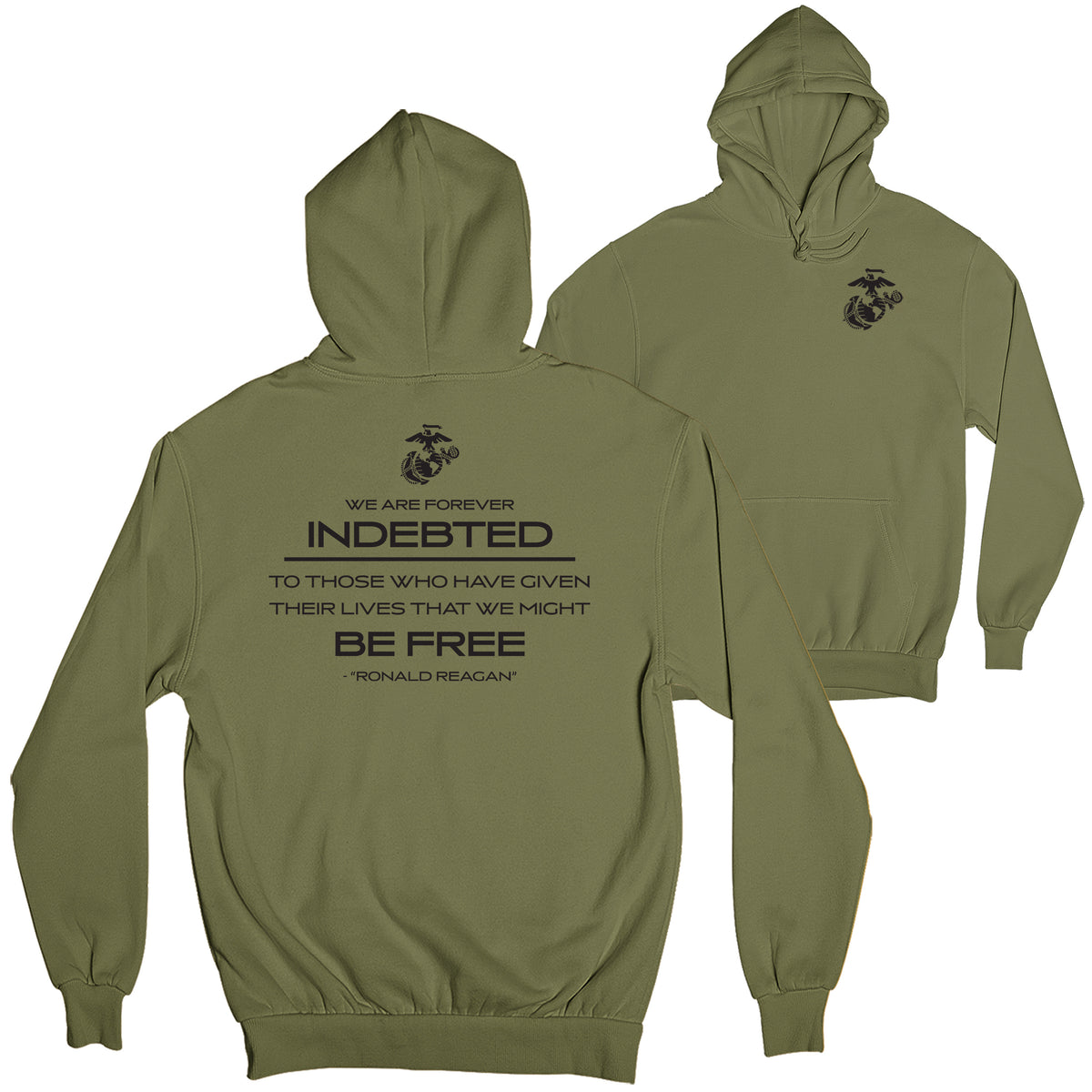 Ronald Reagan Indebted Quote 2-Sided Hoodie