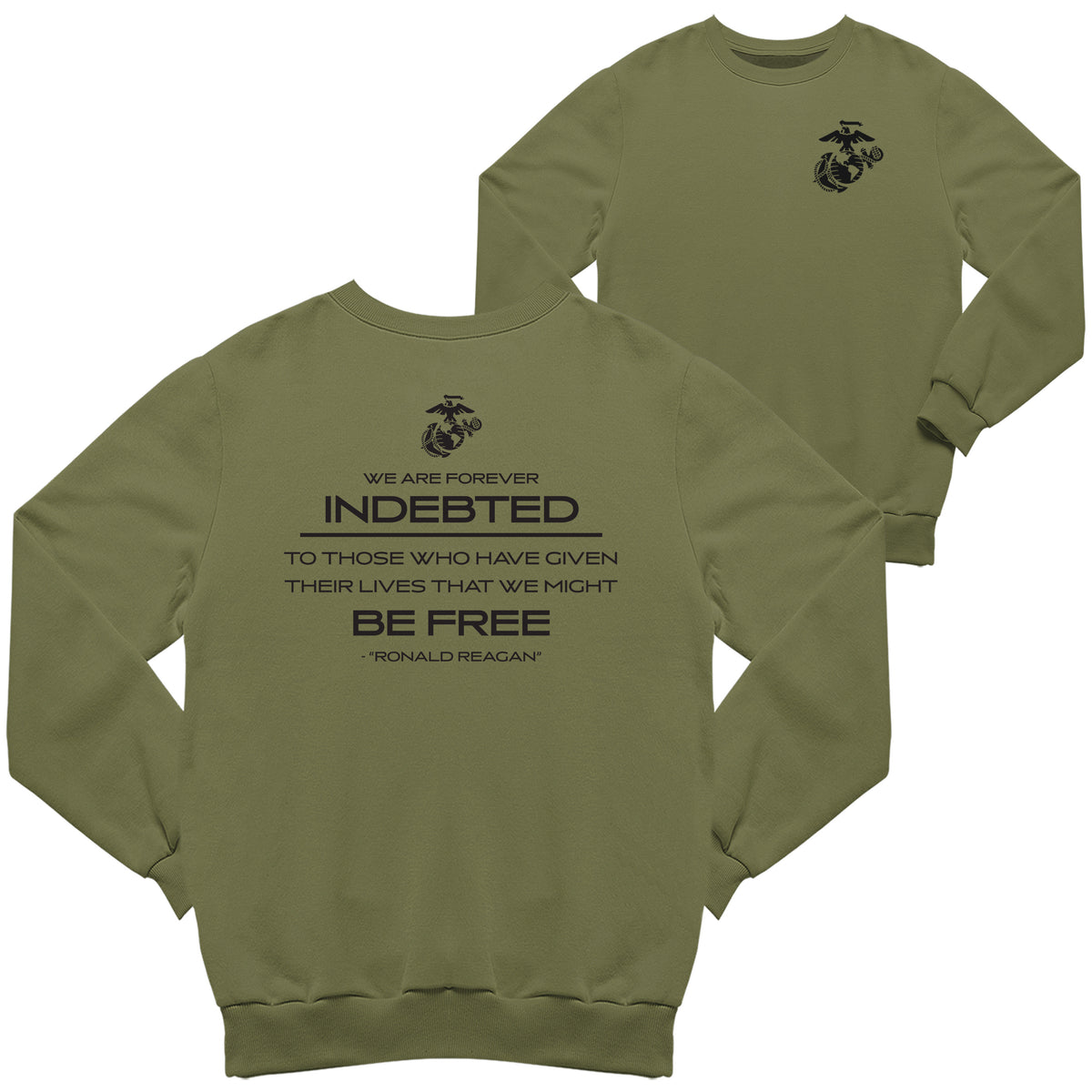 Ronald Reagan Indebted Quote 2-Sided Sweatshirt