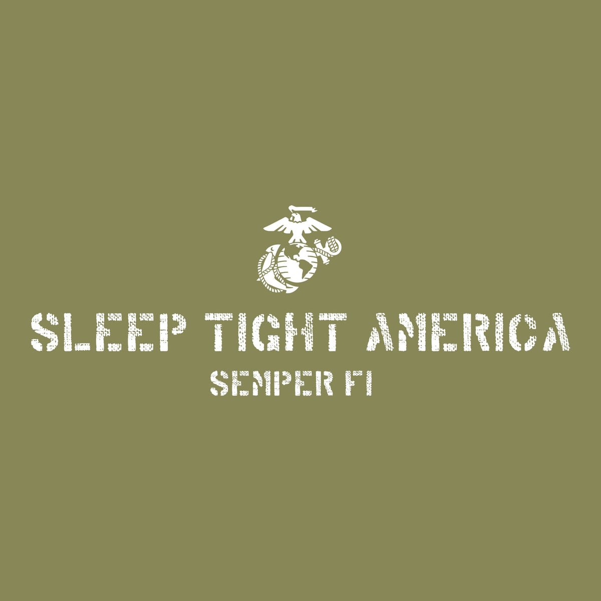 Marines Sleep Tight America Long Sleeve Military Green Tee