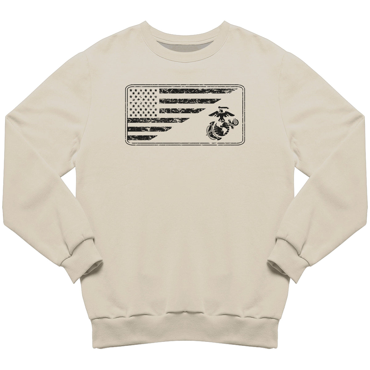 Marines EGA & Split U.S. Flag Sand Sweatshirt