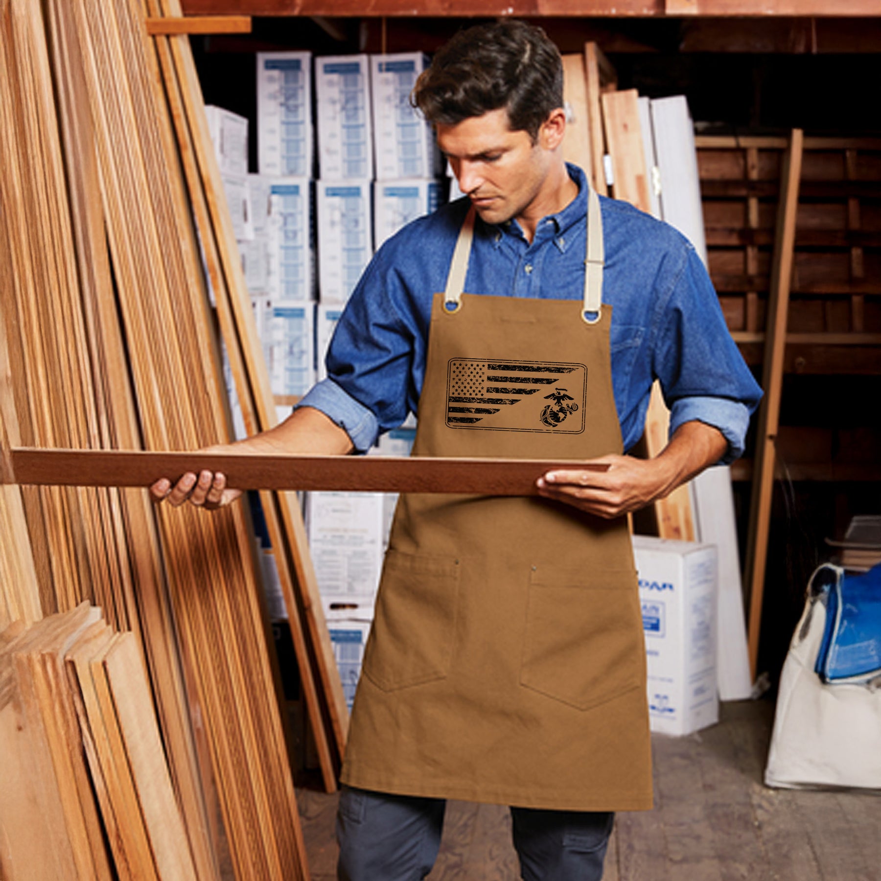 USMC Split Flag & EGA Full-Length Apron