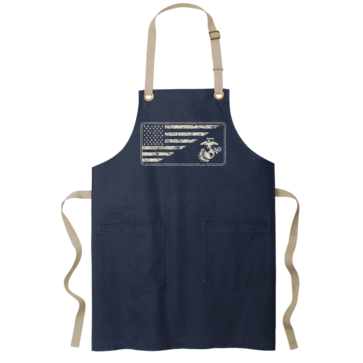 USMC Sand Split Flag & EGA Full-Length Navy Multipurpose Apron