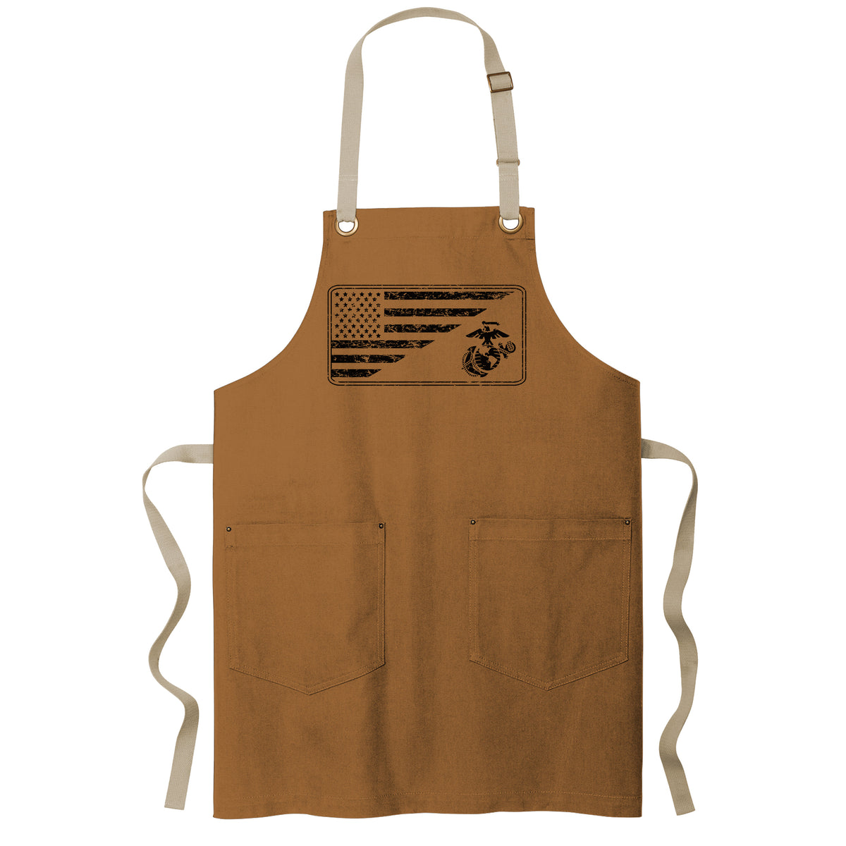 USMC Split Flag & EGA Full-Length Brown Multipurpose Apron