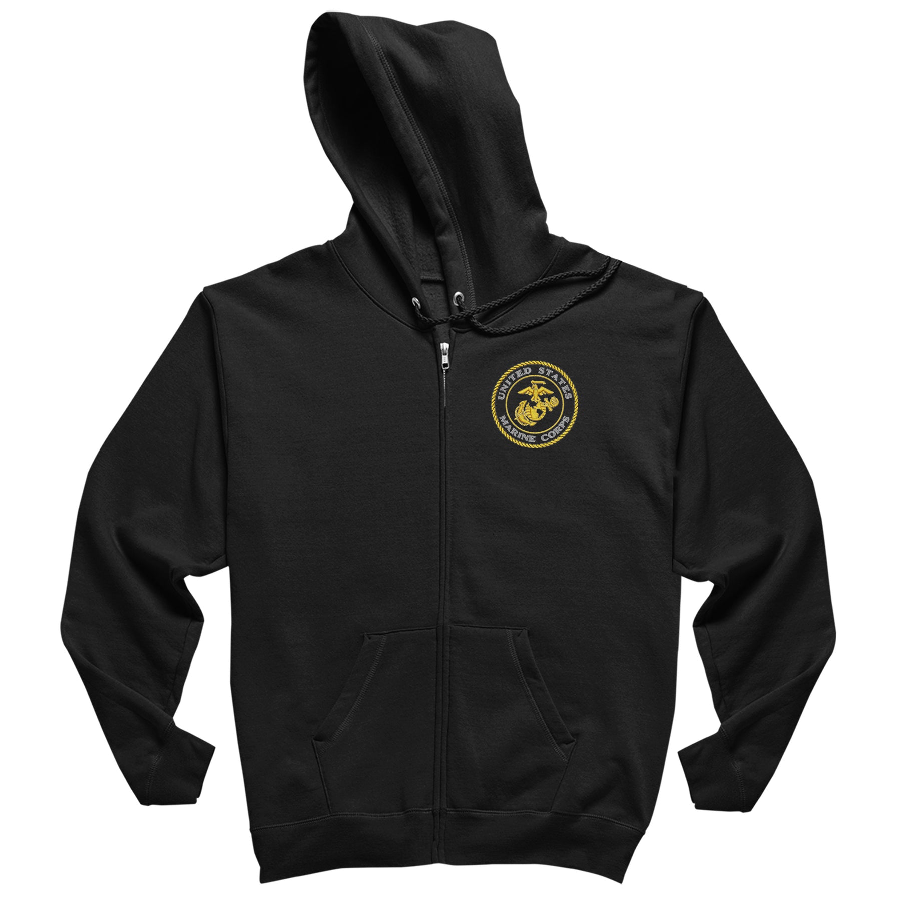 USMC Gold Seal Embroidered Full Zip Hoodie