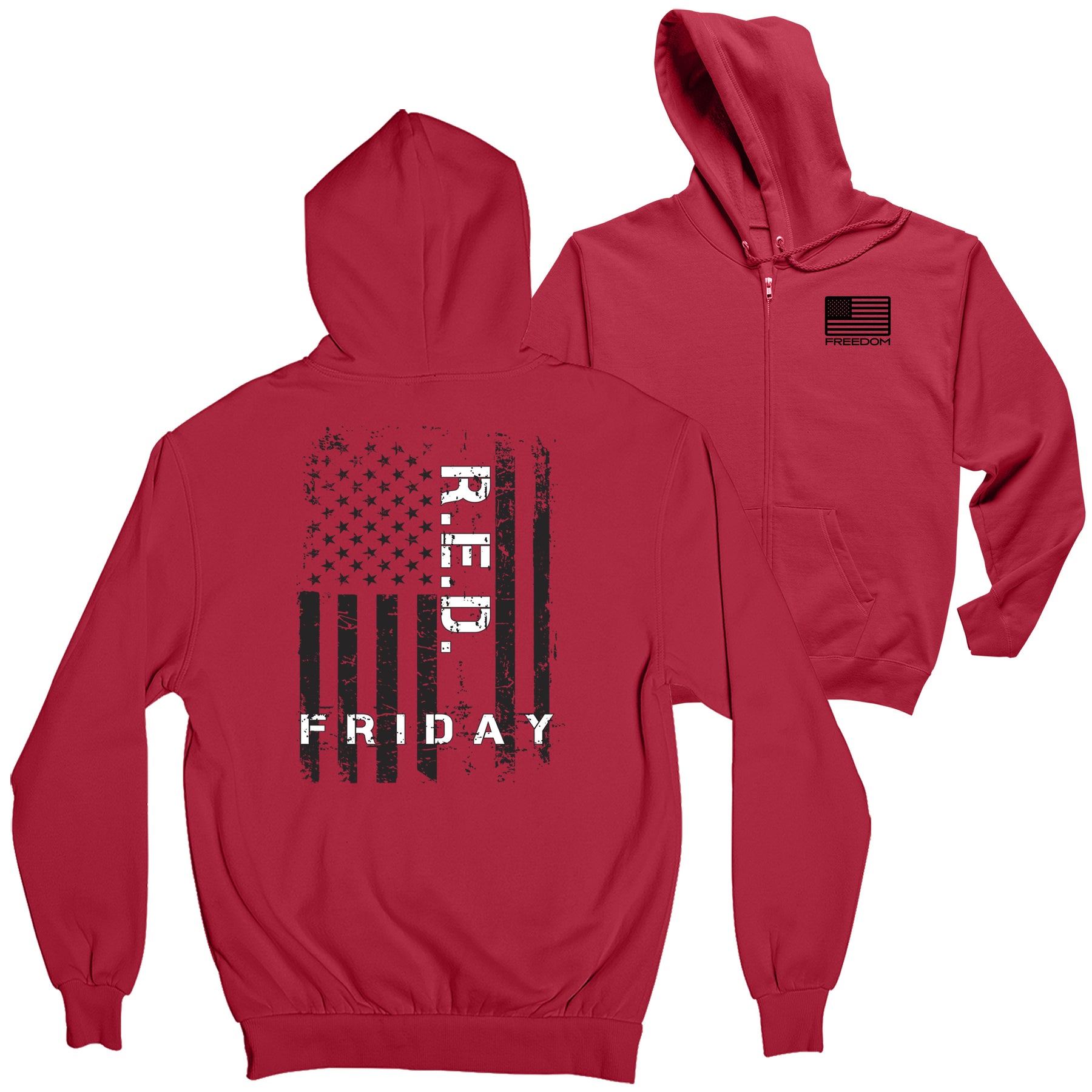 R.E.D Friday Freedom Flag 2-Sided Full Zip Hoodie