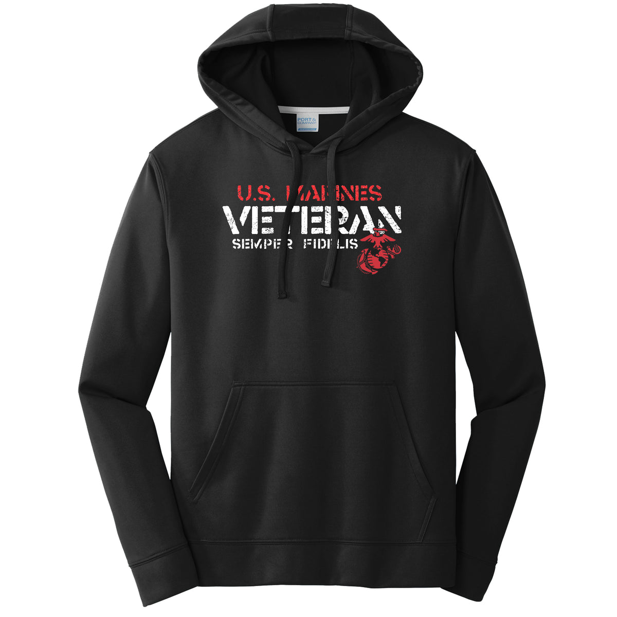 U.S. Marines Veteran Black Performance Hoodie (Captain's Special)