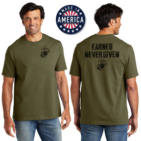 USA Earned Never Given OD Green Tee
